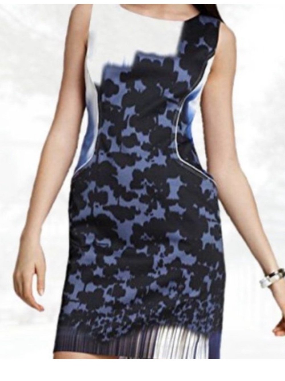Elie Tahari Printed Midi Sheath Dress Size 4